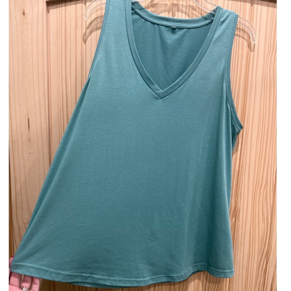 Unbranded Teal Blue V-Neck Sleeveless Jersey Knit Tank Top Women XL